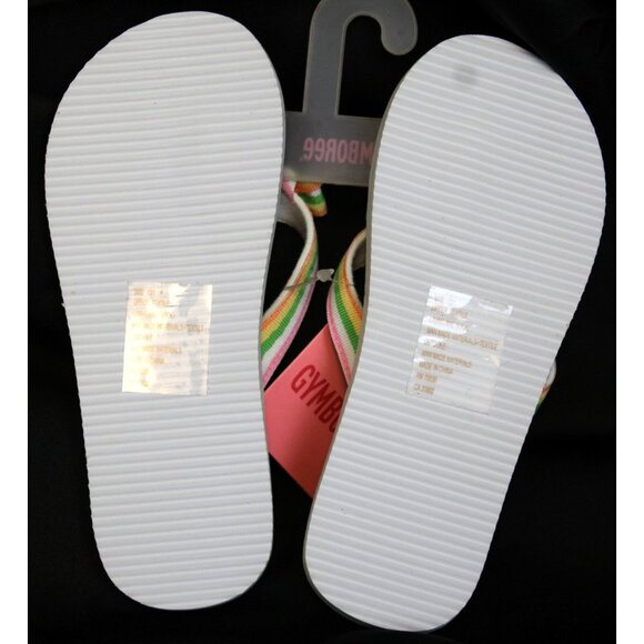 2006 Gymboree Tutti Fruity Flip Flips sz 2 Summer White Stripe Bow Pool Beach - Picture 5 of 5